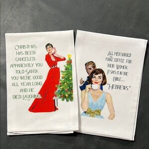 Funny Retro Inspired Decorative Tea Towels